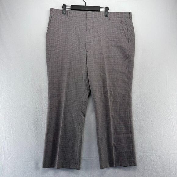 Vintage Houndstooth Trousers Fits 40x29 Gray Red Check Bootcut Talon Pants 70s - Picture 2 of 15